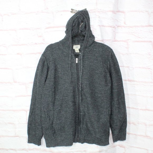 L.L. Bean Other - LL Bean Gray Organic Cotton Full Zip Hooded Knit Sweater Jacket Size XL